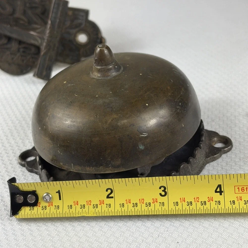 Antique 1872 Victorian Eastlake Mechanical Doorbell with Lever Pull Handle